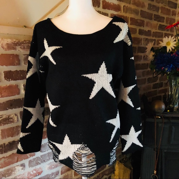 Star sweater, Cozy star sweater,Black white star - Picture 4 of 4